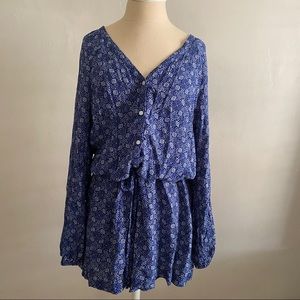 GAP Blue pattern romper long sleeve